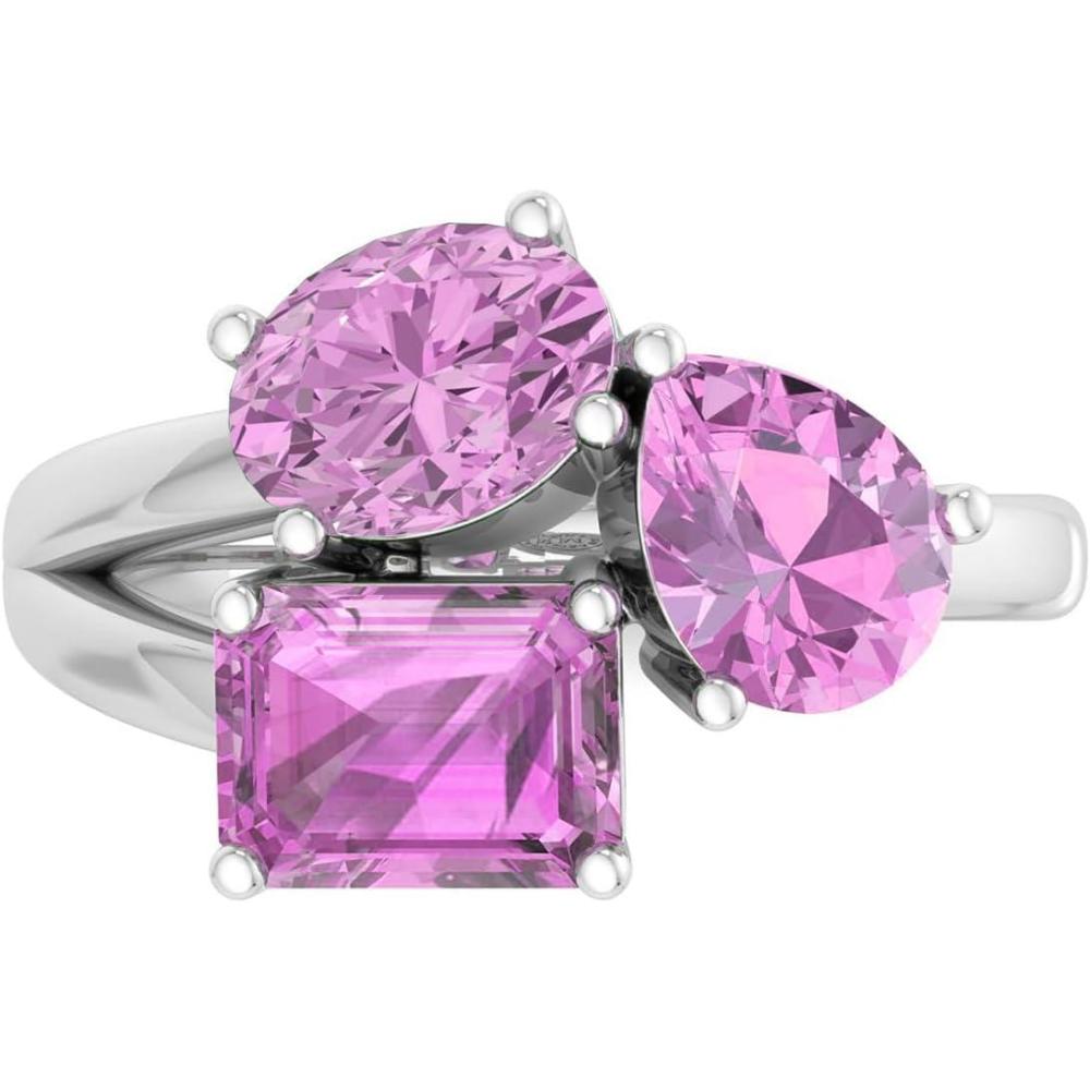imageMartha Stewart 3 34 Carat Three Stone Gemstone Ring for Women in Sterling Silver Gemstone Jewelry For WomenOption 7