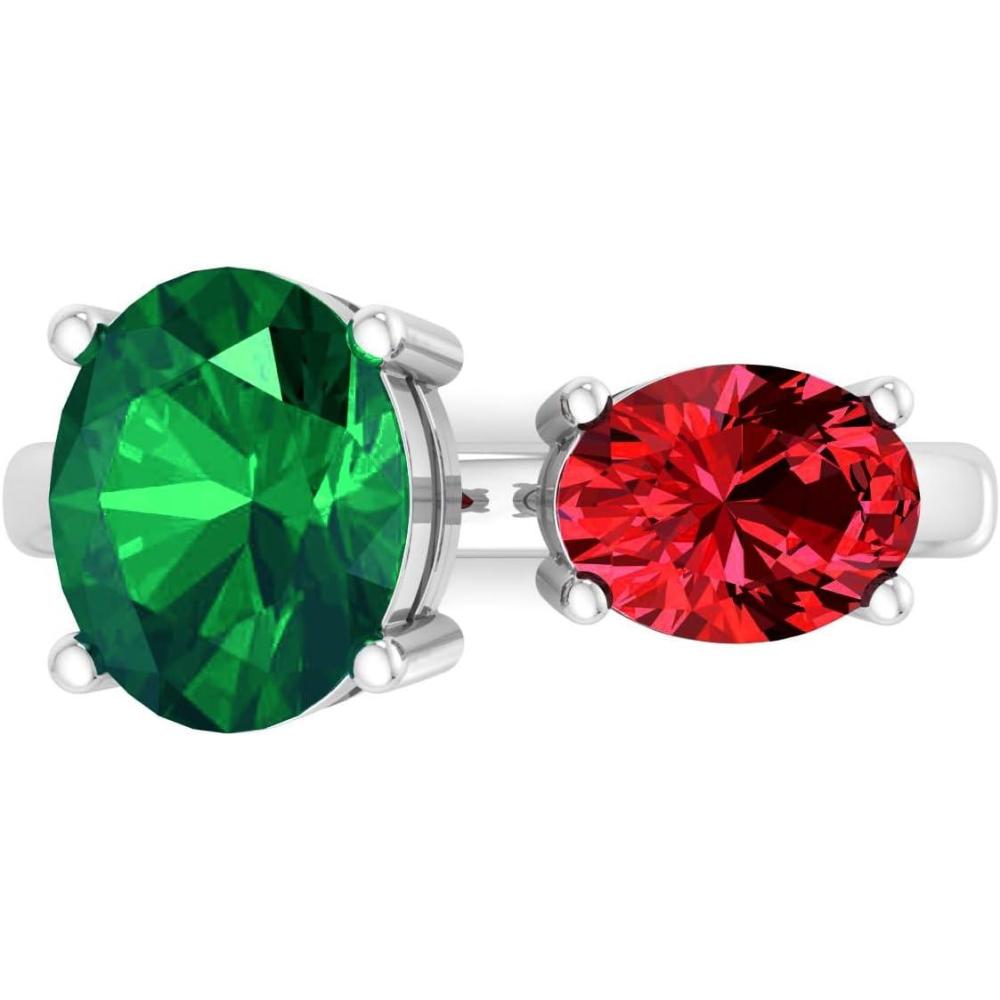 imageMartha Stewart 3 34 Carat Two Stone Gemstone Ring For Women in Sterling Silver Gemstone Jewelry For WomenOption 2