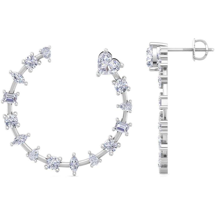 imageMartha Stewart 3 Carat Lab Grown Diamond Hoop Earrings 14 Karat Gold Diamond Hoop Earrings for Women Fancywhitegold