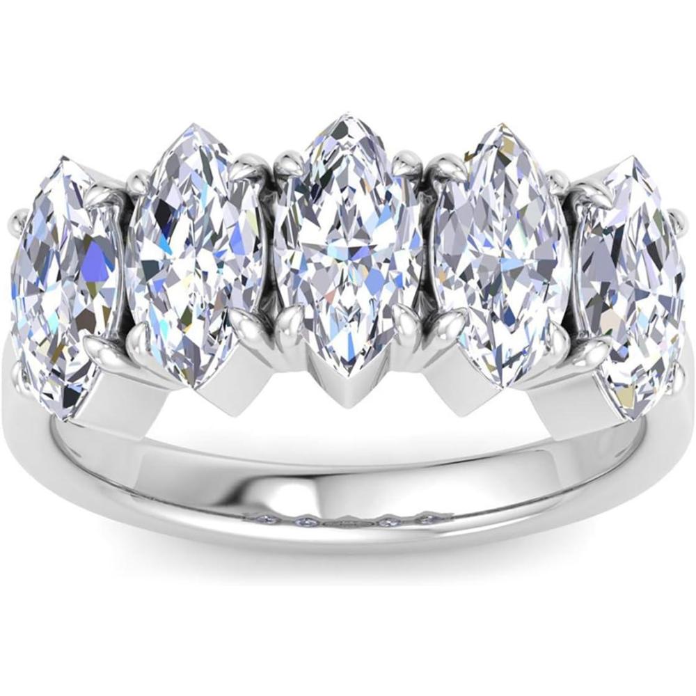 imageMartha Stewart 3 Carat Lab Grown Diamond Ring Five Stone Diamond Engagement Ring in 14 Karat Goldwhitegold
