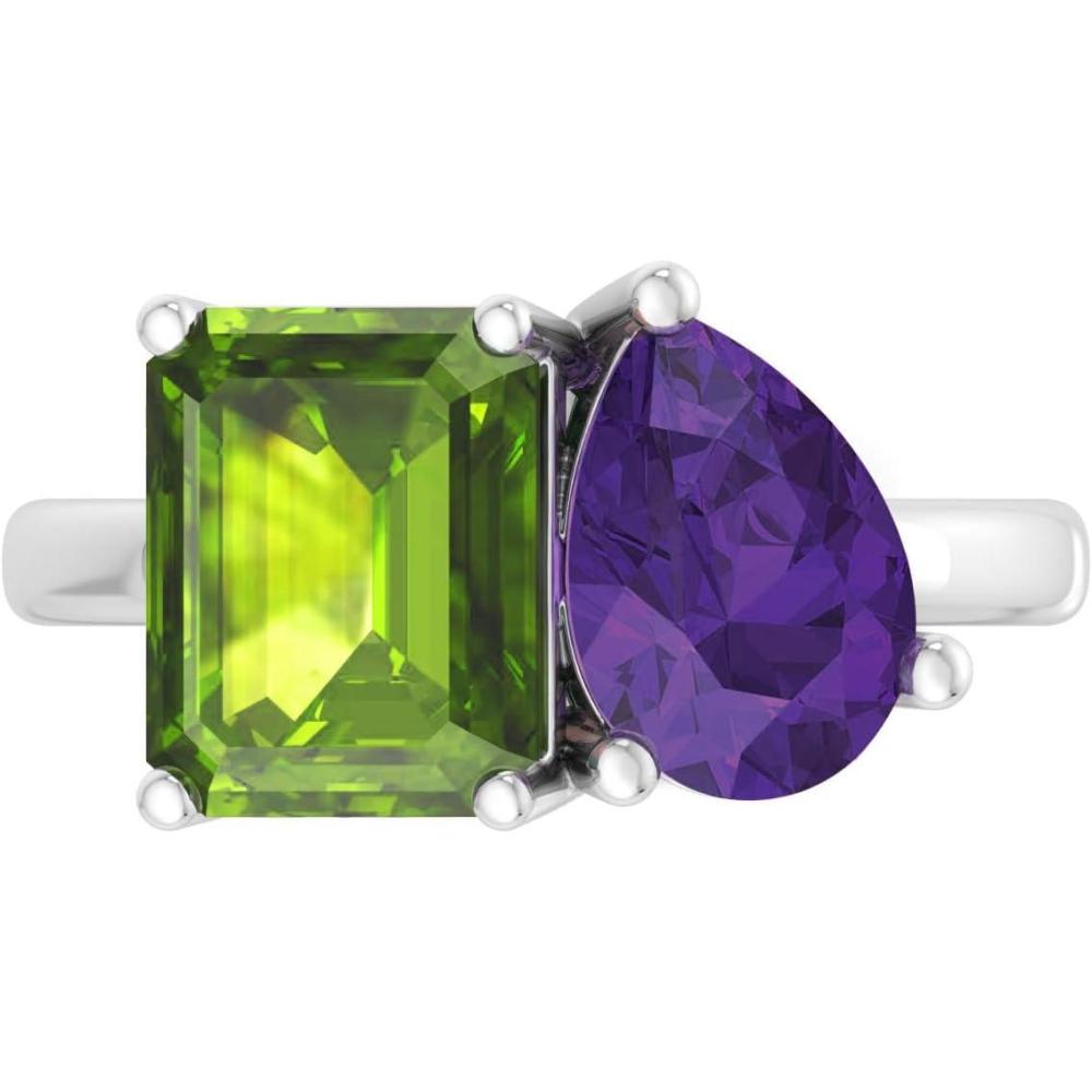 imageMartha Stewart 4 34 Carat Two Stone Gemstone Ring For Women in Sterling Silver Gemstone Jewelry For WomenOption 4