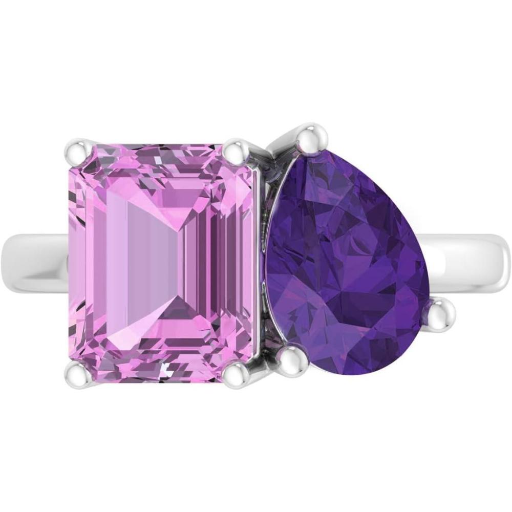 imageMartha Stewart 4 34 Carat Two Stone Gemstone Ring For Women in Sterling Silver Gemstone Jewelry For WomenOption 6