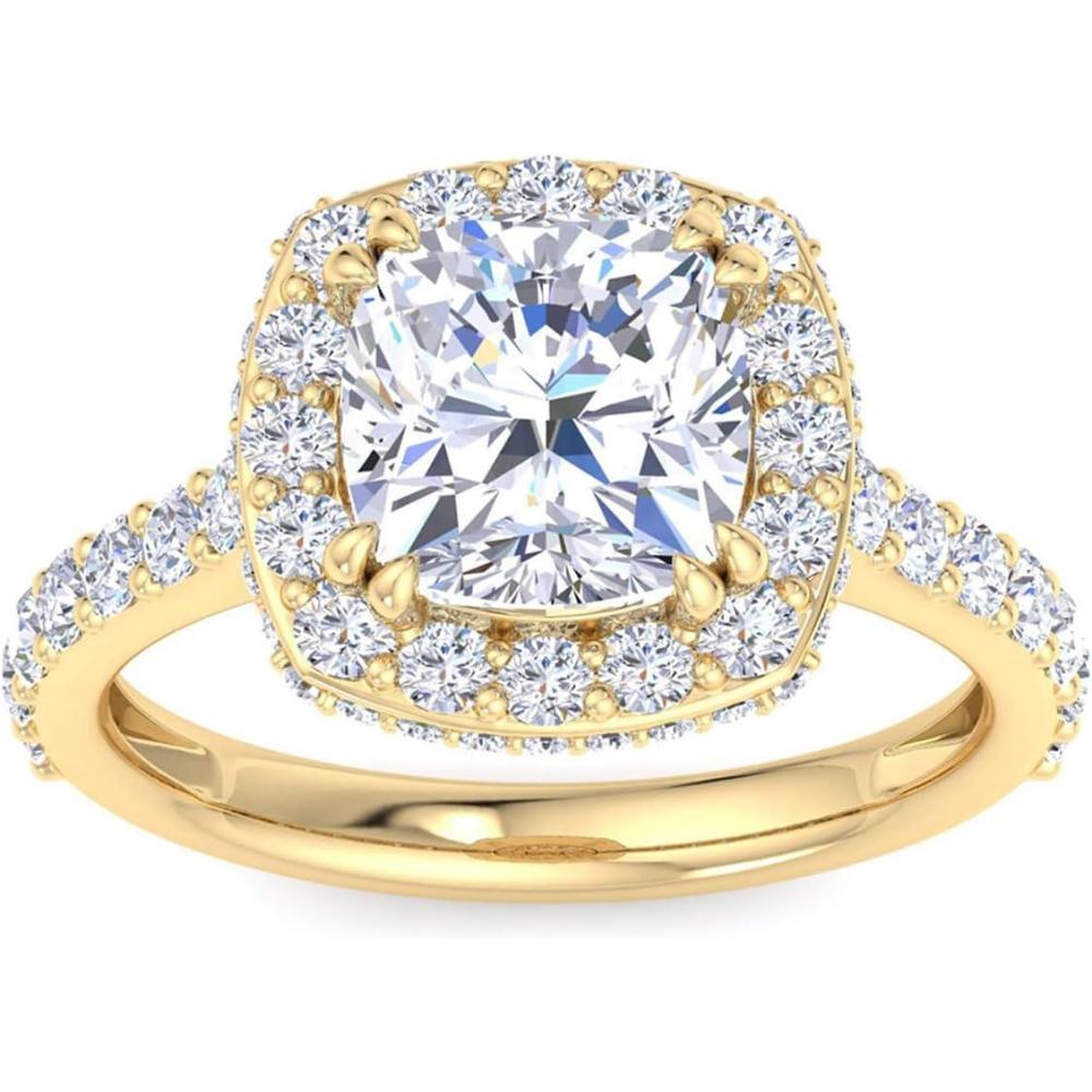 imageMartha Stewart 4 Carat Lab Grown Diamond Ring Hidden Halo Diamond Engagement Ring in 14 Karat Goldyellowgold