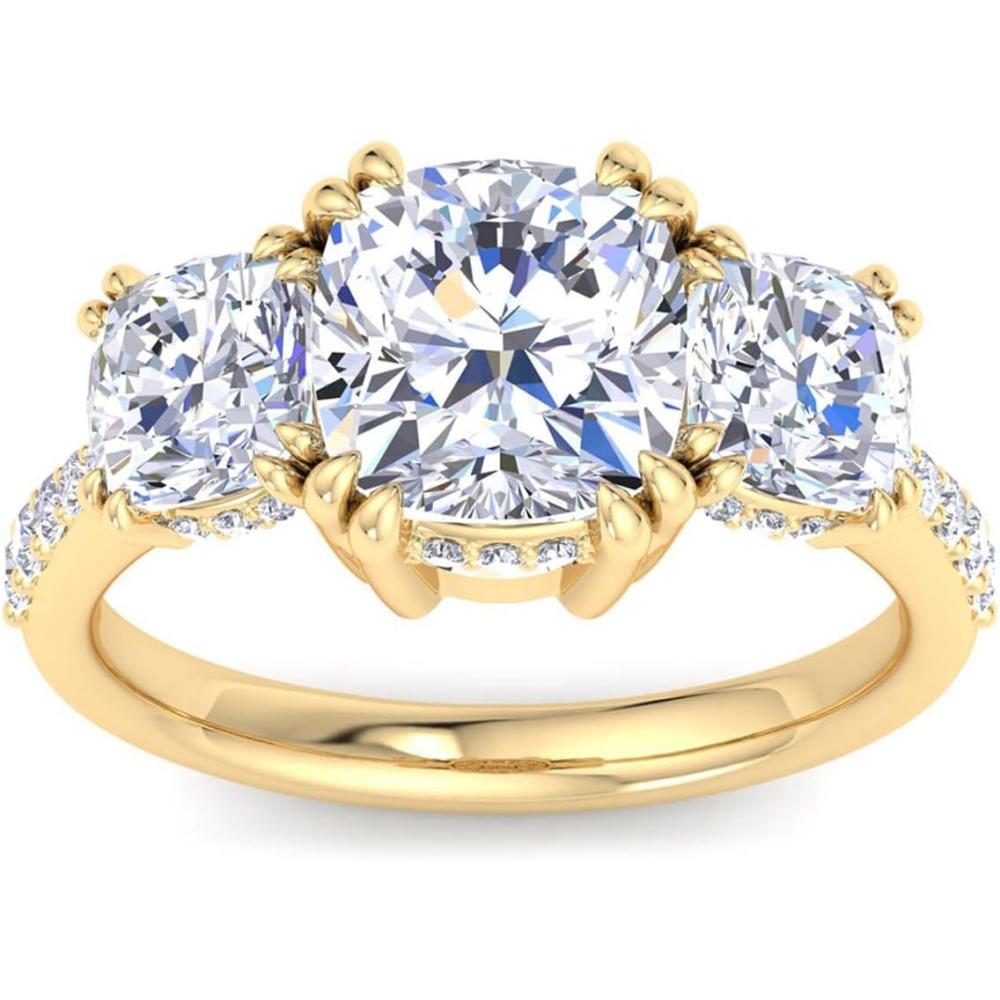 imageMartha Stewart 5 12 Carat Lab Grown Diamond Ring Three Stone Plus Diamond Engagement Ring in 14 Karat Goldyellowgold