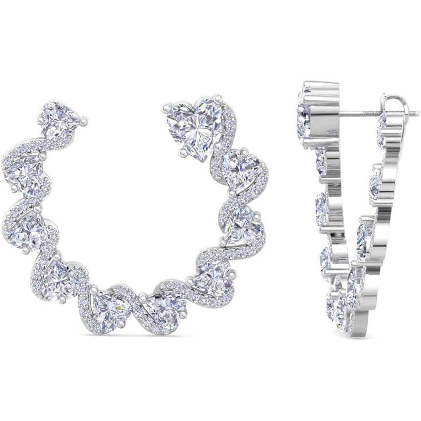 imageMartha Stewart 5 Carat Lab Grown Diamond Hoop Earrings Heart Shape 14K Gold Diamond Hoop Earrings for Womenwhitegold