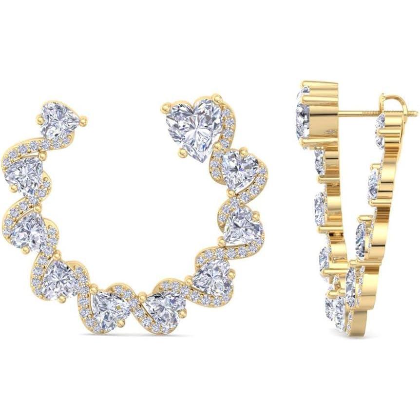 imageMartha Stewart 5 Carat Lab Grown Diamond Hoop Earrings Heart Shape 14K Gold Diamond Hoop Earrings for Womenyellowgold