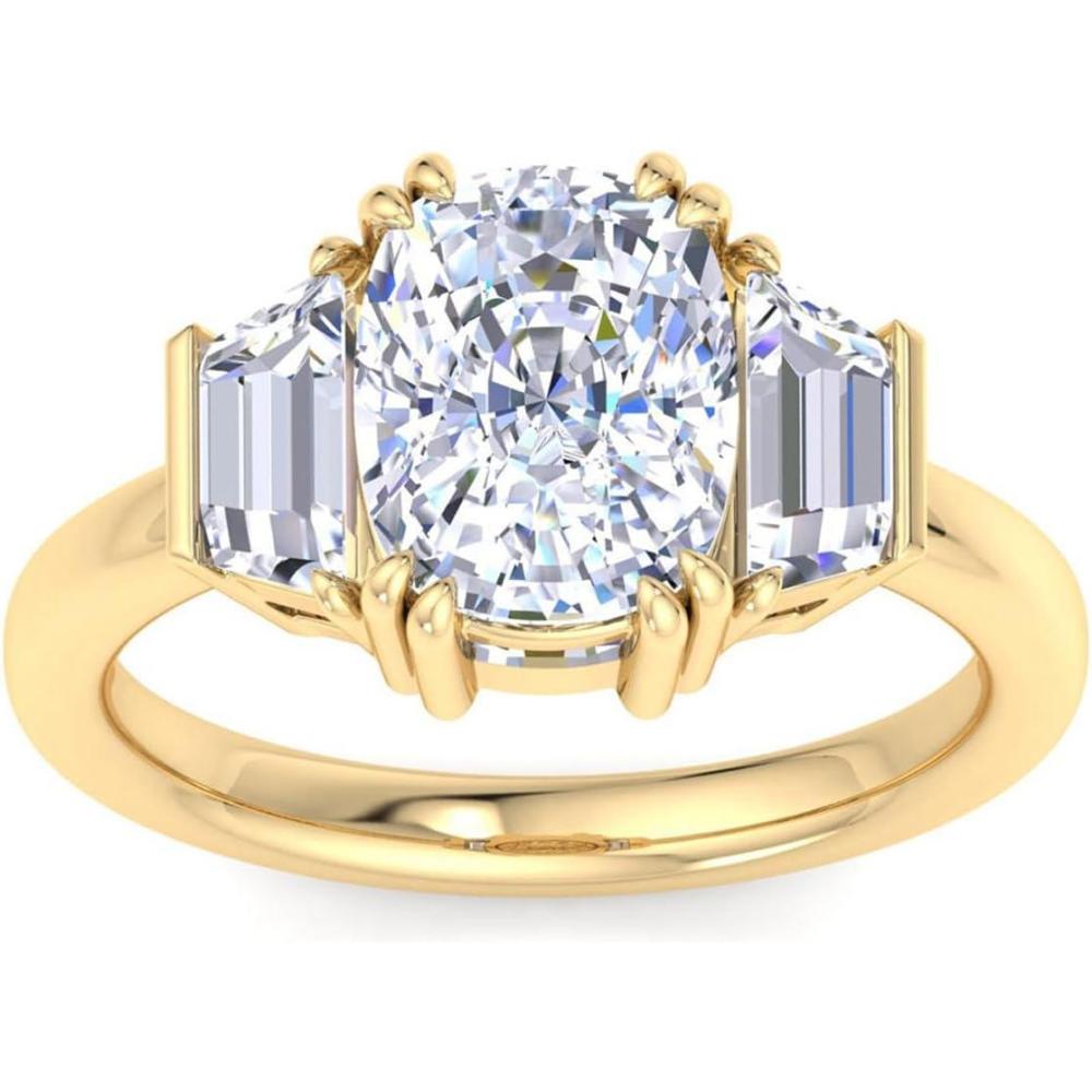 imageMartha Stewart 5 Carat Lab Grown Diamond Ring Three Stone Diamond Engagement Ring in 14 Karat Goldyellowgold