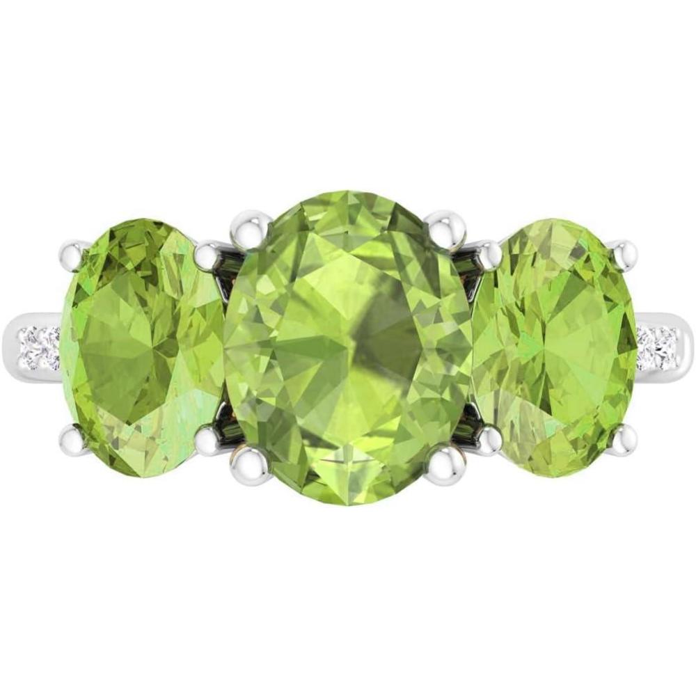 imageMartha Stewart 5 Carat Oval Shape Gemstone Three Stone Ring with Lab Grown Diamonds in Sterling Silver Choose Your GemstoneOption 5