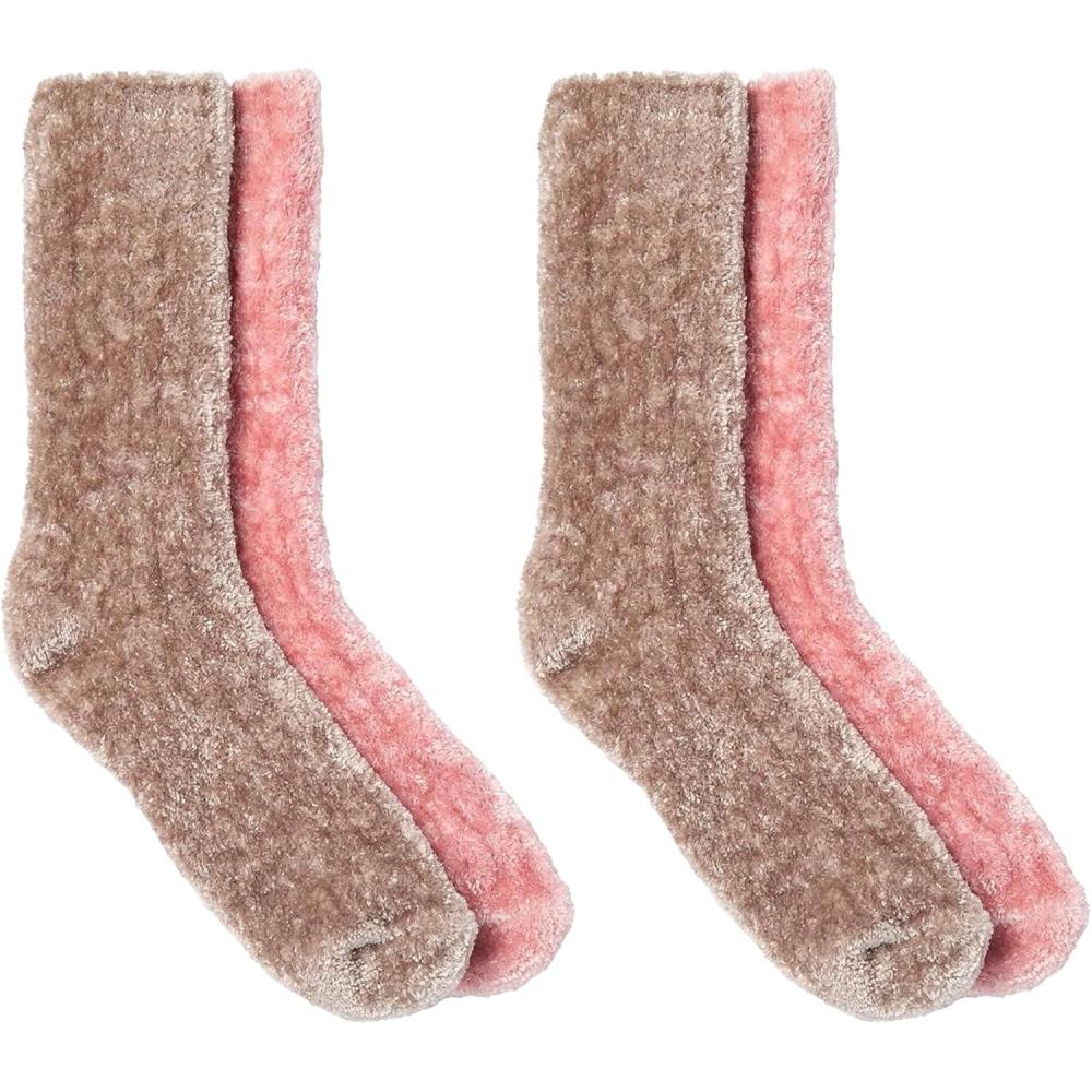 imageMartha Stewart Fuzzy Socks For Women Warm And Cozy For Winter Perfect For Home CableSilver GreyPowder Pink