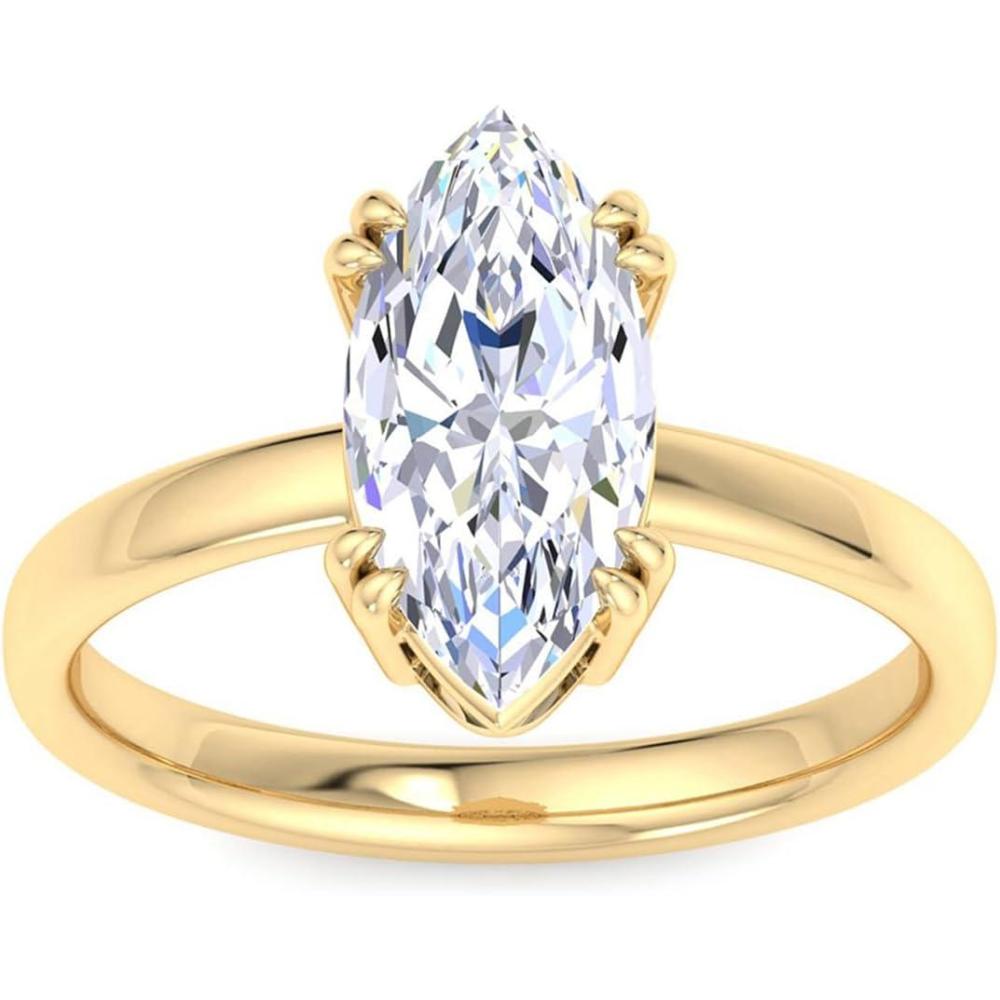 imageMartha Stewart Marquise Shape Lab Grown Diamond Solitaire Ring Diamond Engagement Ring in 14 Karat Goldyellowgold