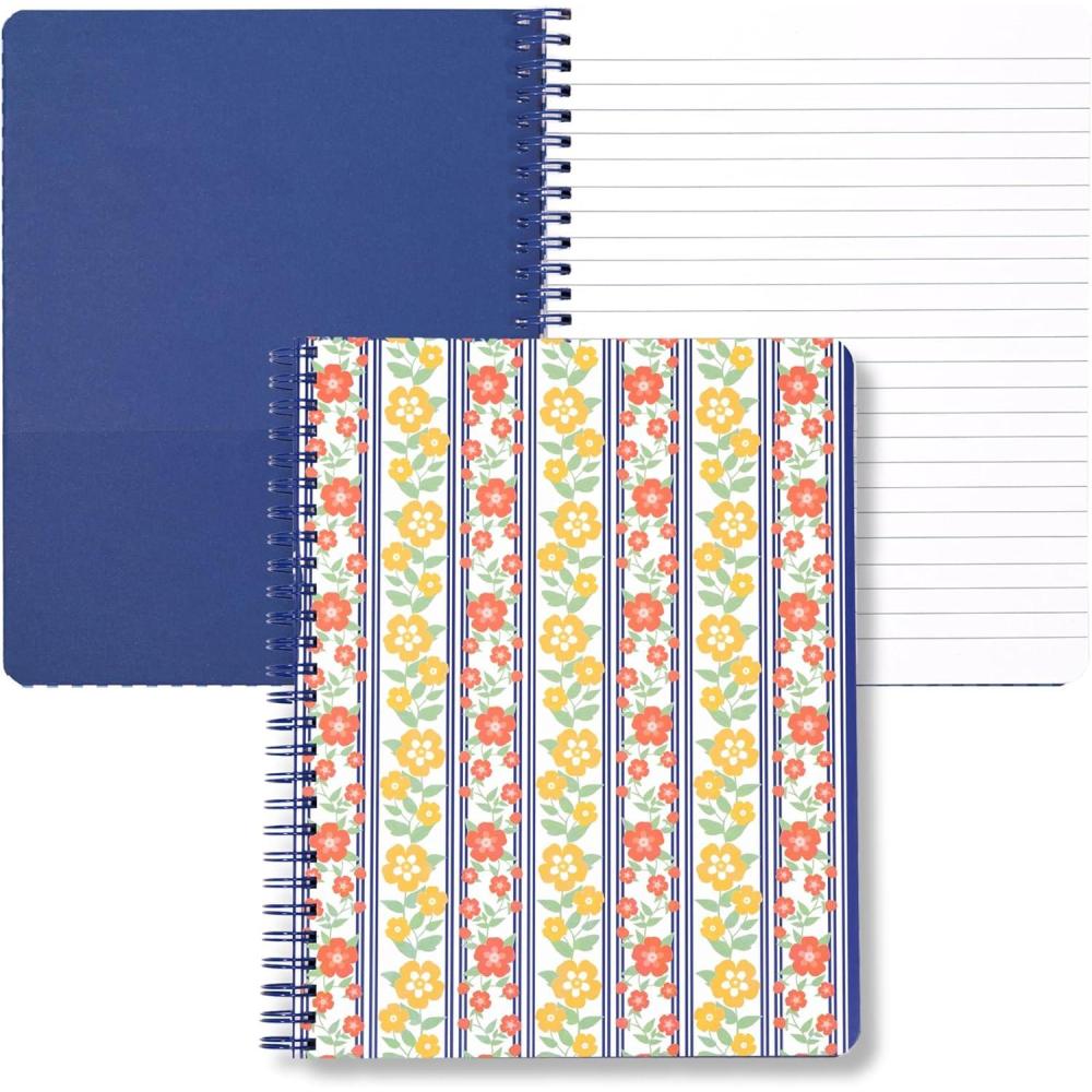 imageMartha Stewart Mini Spiral Notebook 7x9 Journaling Notebook with 160 Lined Pages and Perforated TearOuts Convenient Interior Pocket for Notes Floral Stripe