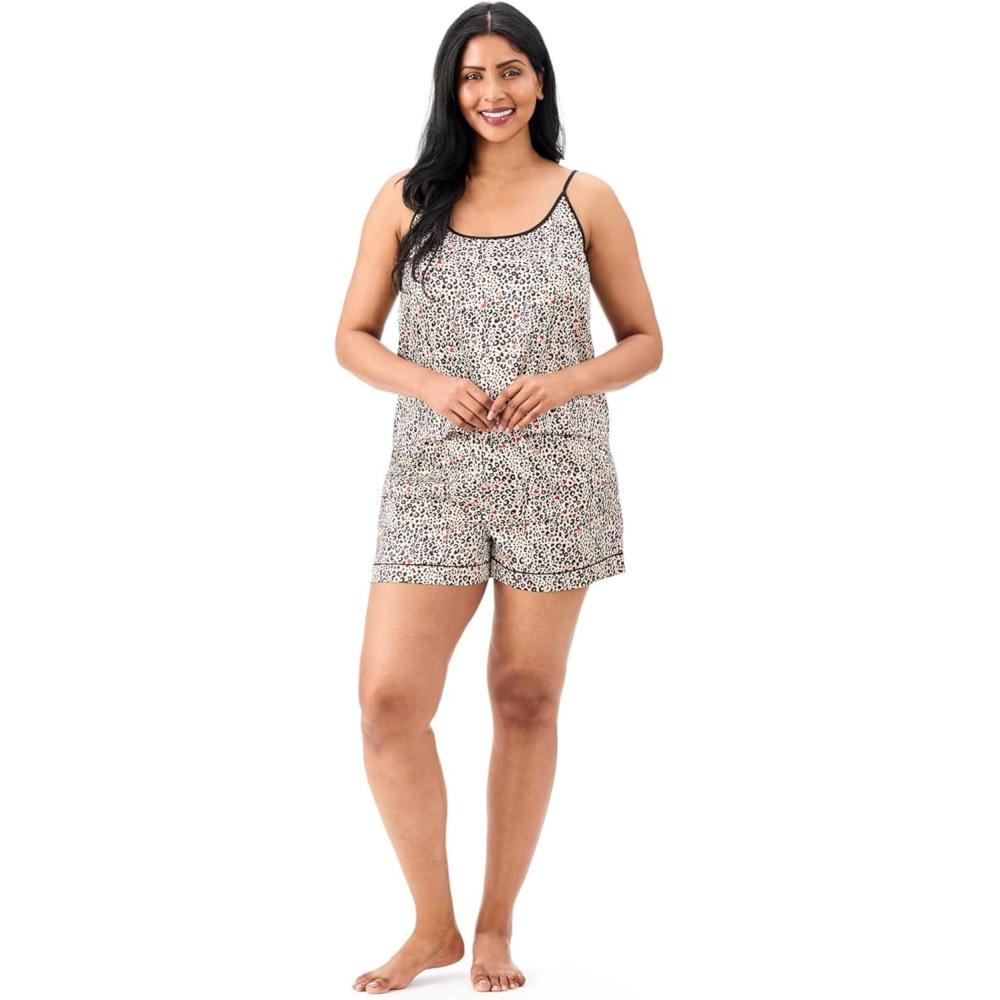 imageMartha Stewart Sleepwear for Women 2Piece Boxer Pajama Set Lightweight LoungewearEgret