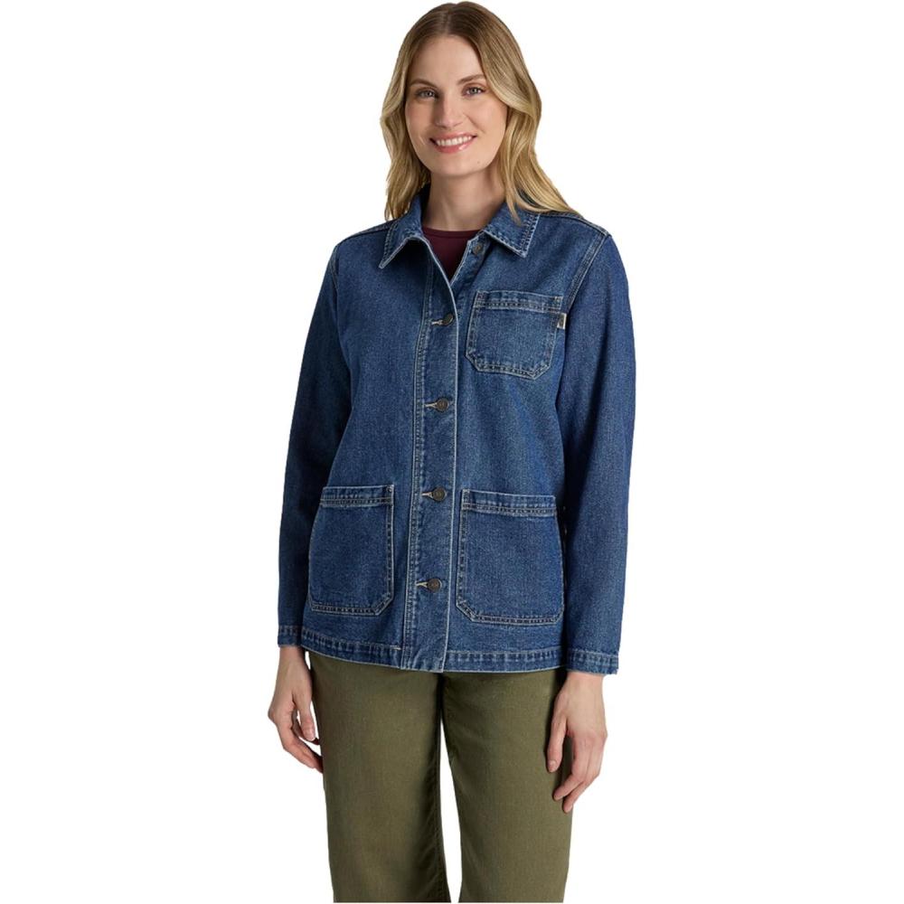 imageMartha Stewart Womens Garden Chore Jacket Lightweight Utility Coat Casual Outerwear Long SleeveVintage Wash