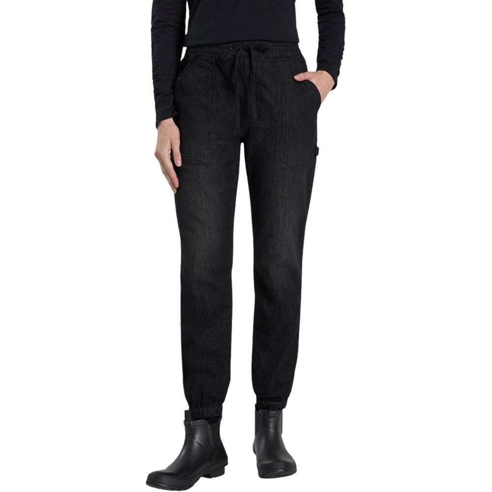 imageMartha Stewart Womens Garden Jogger Cotton Utility Pants Elastic Waist Stretch Trousers Casual Comfort FitBlack Wash