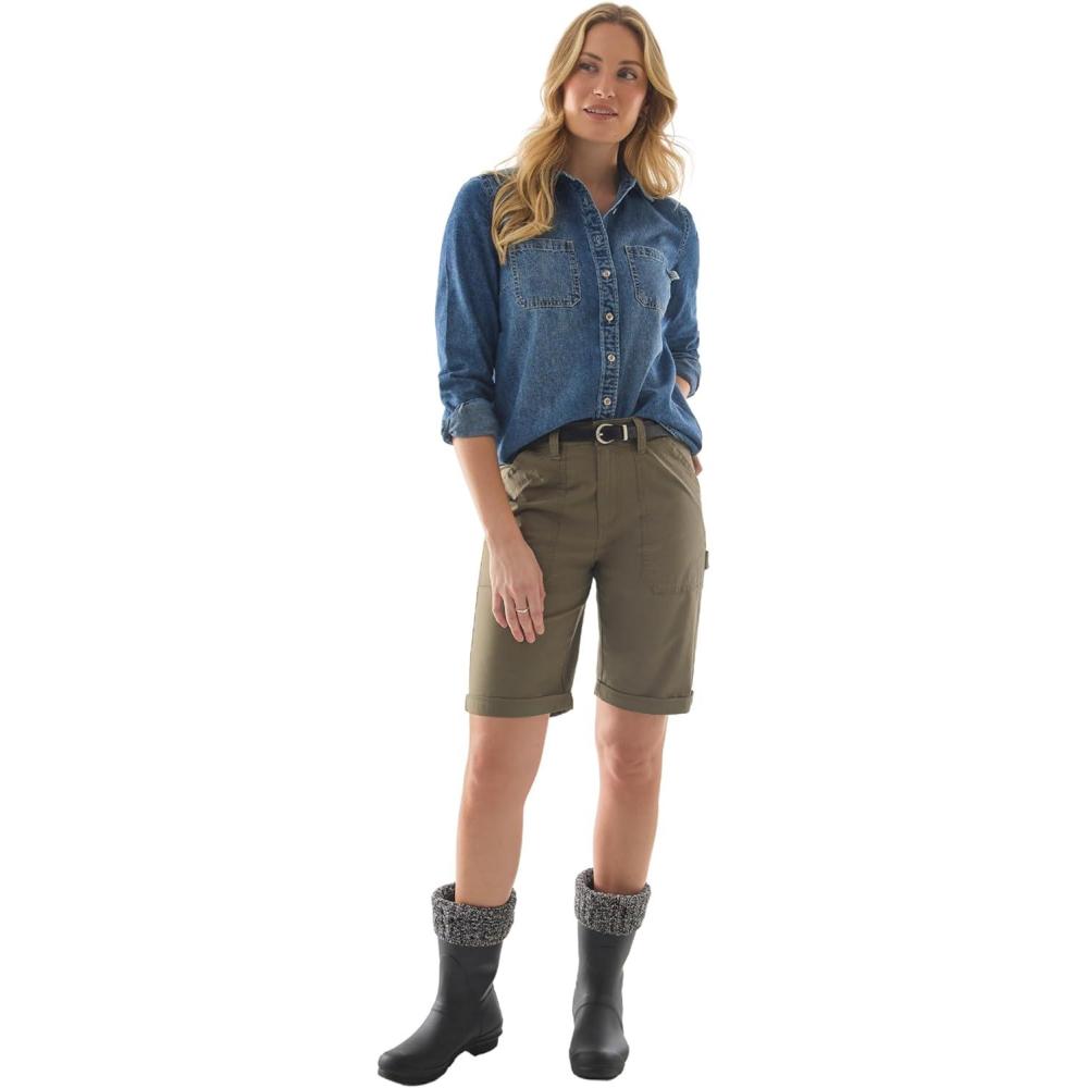 imageMartha Stewart Womens Garden Short Stretchy Jorts High Waisted Utility Bottoms Summer ClothingKalamata