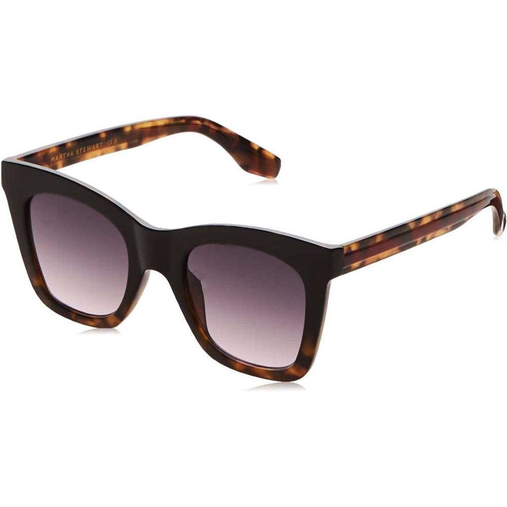 imageMartha Stewart Womens Ms104 Classic Uv400 Protective Square Cat Eye SunglassesTimeless Gifts for Her 50mmBlack and Tortoise