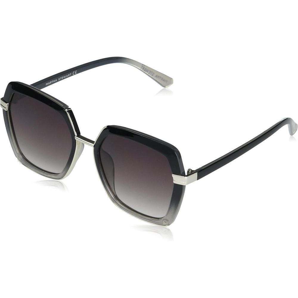 imageMartha Stewart Womens Ms125 Ombre Uv400 Protective Geometric Hexagonal SunglassesTimeless Gifts for Her 55mmBlack Fade