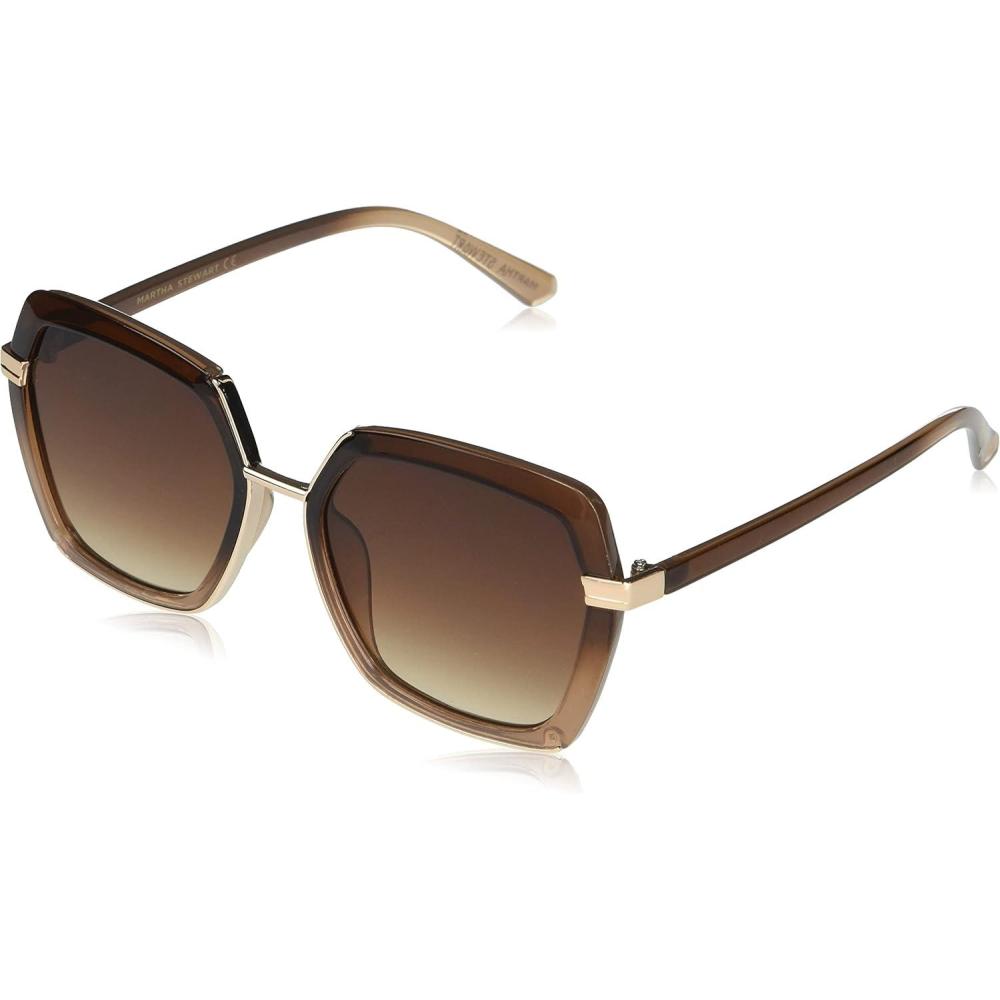 imageMartha Stewart Womens Ms125 Ombre Uv400 Protective Geometric Hexagonal SunglassesTimeless Gifts for Her 55mmBrown Fade