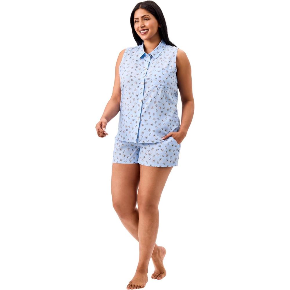 imageMartha Stewart Womens Pajama Set Soft Breathable Sleepwear 2Pc Notch Collar Short Sleeve Button Down Relaxed ComfortDutch Canal