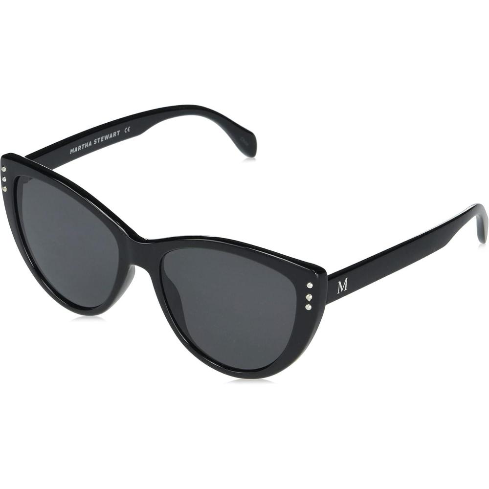 imageMartha Stewart womens Ms117 Glamorous Uv400 Protective Cat Eye Sunglasses  Timeless Gifts for Her 55mm Cat Eye SunglassesBlack