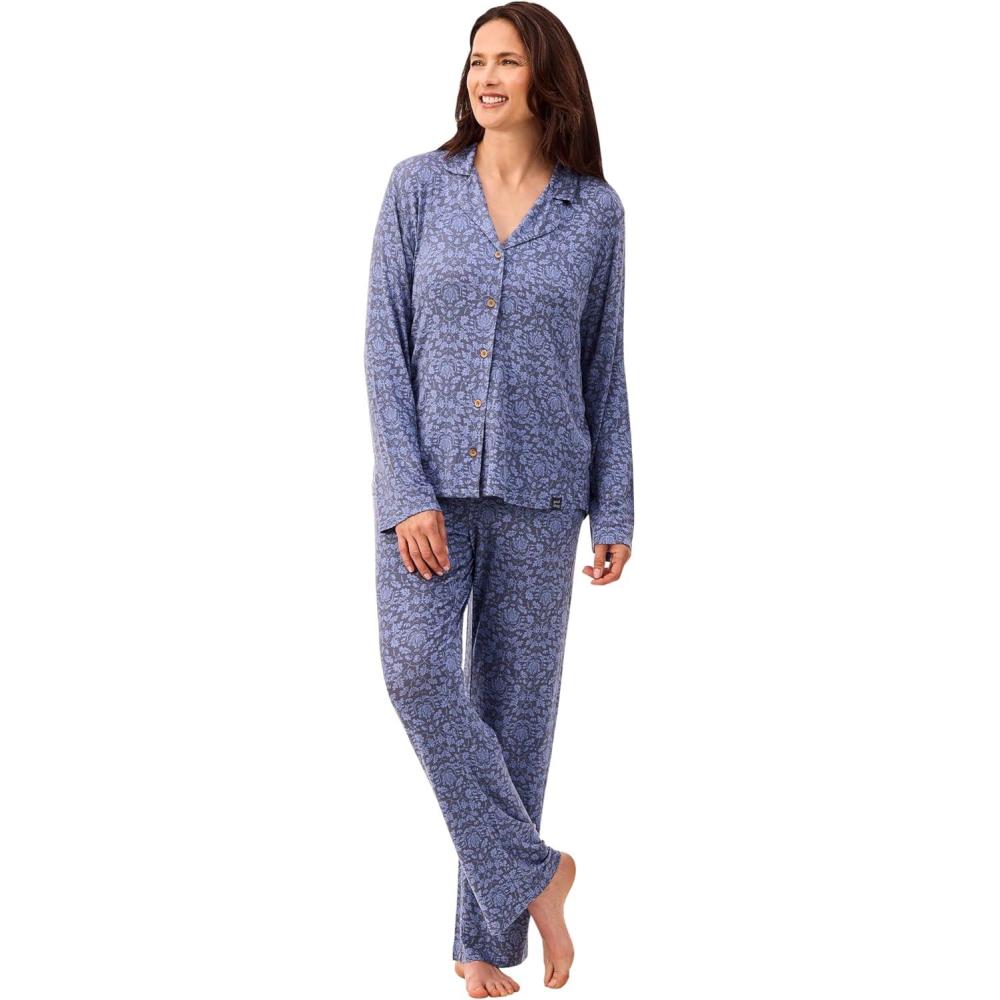imagePeace Love amp Dreams Martha Stewart Sleepwear Womens 2 Pc Pajama Set Soft and Drapey RelaxationTonal Blue Floral