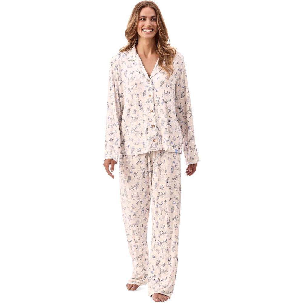 imagePeace Love amp Dreams Martha Stewart Sleepwear  Womens 2 Pc Pajama Set  Soft and Drapey RelaxationWoodsey White
