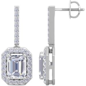 Martha Stewart 2 1/2 Carat Lab Grown Diamond Drop Earrings In 14K Gold, Emerald Cut Lab Grown Diamond Earrings(white-gold)