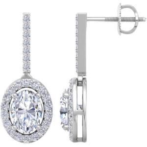 Martha Stewart 2 1/2 Carat Lab Grown Diamond Drop Earrings In 14K Gold, Oval Shape Lab Grown Diamond Earrings(white-gold)