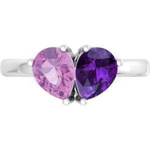 Martha Stewart 2 Carat Two Stone Gemstone Ring For Women in Sterling Silver, Gemstone Jewelry For Women(Option 6)