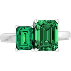 Martha Stewart 3 1/4 Carat Two Stone Gemstone Ring For Women in Sterling Silver, Gemstone Jewelry For Women(Option 9)