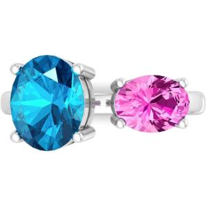 Martha Stewart 3 3/4 Carat Two Stone Gemstone Ring For Women in Sterling Silver, Gemstone Jewelry For Women(Option 1)