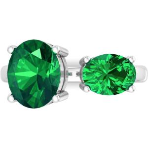 Martha Stewart 3 3/4 Carat Two Stone Gemstone Ring For Women in Sterling Silver, Gemstone Jewelry For Women(Option 9)