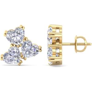 Martha Stewart 3 Carat Lab Grown Diamond Cluster Stud Earrings, Heart Shapes in 14K Gold(yellow-gold)