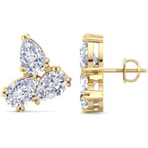 Martha Stewart 3 Carat Lab Grown Diamond Cluster Stud Earrings, Pear Shapes in 14K Gold(yellow-gold)