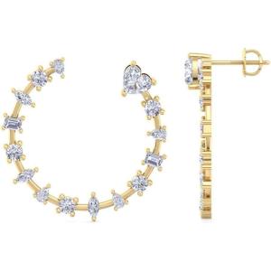Martha Stewart 3 Carat Lab Grown Diamond Hoop Earrings, 14 Karat Gold Diamond Hoop Earrings for Women Fancy(yellow-gold)