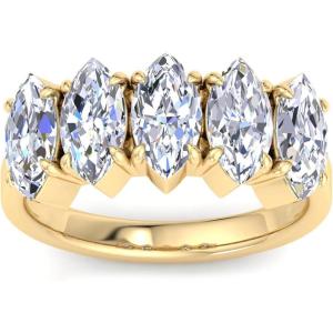 Martha Stewart 3 Carat Lab Grown Diamond Ring, Five Stone Diamond Engagement Ring in 14 Karat Gold(yellow-gold)