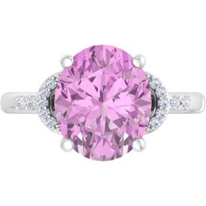 Martha Stewart 4 1/2 Carat Oval Shape Gemstone Ring with Lab Grown Diamonds in Sterling Silver, Choose Your Gemstone(Pink Sapphire)