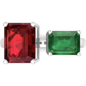Martha Stewart 4 1/2 Carat Two Stone Gemstone Ring For Women in Sterling Silver, Gemstone Jewelry For Women(Option 7)