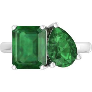 Martha Stewart 4 3/4 Carat Two Stone Gemstone Ring For Women in Sterling Silver, Gemstone Jewelry For Women(Option 3)