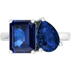 Martha Stewart 4 3/4 Carat Two Stone Gemstone Ring For Women in Sterling Silver, Gemstone Jewelry For Women(Option 8)