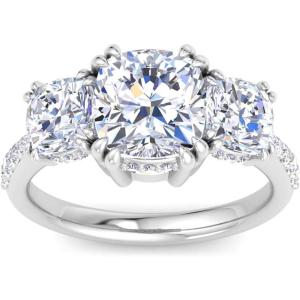Martha Stewart 5 1/2 Carat Lab Grown Diamond Ring, Three Stone Plus Diamond Engagement Ring in 14 Karat Gold(white-gold)