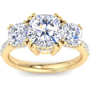 Martha Stewart 5 1/2 Carat Lab Grown Diamond Ring, Three Stone Plus Diamond Engagement Ring in 14 Karat Gold(yellow-gold)