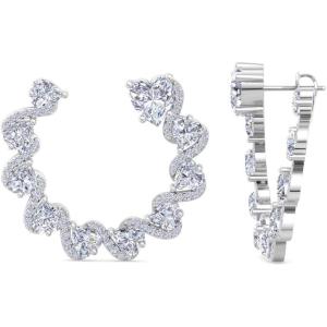 Martha Stewart 5 Carat Lab Grown Diamond Hoop Earrings, Heart Shape, 14K Gold Diamond Hoop Earrings for Women(white-gold)