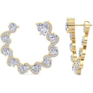Martha Stewart 5 Carat Lab Grown Diamond Hoop Earrings, Heart Shape, 14K Gold Diamond Hoop Earrings for Women(yellow-gold)