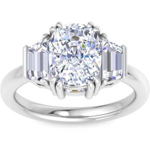 Martha Stewart 5 Carat Lab Grown Diamond Ring, Three Stone Diamond Engagement Ring in 14 Karat Gold(white-gold)