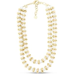 Martha Stewart Elegant Two Strand Gold and Pearl Necklace, 18 Inches For Women