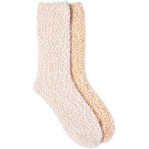 Martha Stewart Fuzzy Socks For Women – 2 Pairs – Warm And Cozy For Winter, Stocking Stuffer(Tan/Silver Grey)