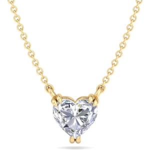Martha Stewart Heart Shape Lab Grown Diamond Solitaire Necklace in 14 Karat Gold, Lab Grown Diamond Necklace(yellow-gold)