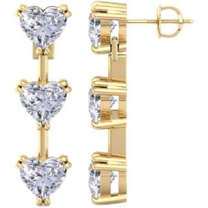 Martha Stewart Lab Grown Diamond Earrings, Heart Shape Drop Style, 14K Gold, Fine Jewelry for Women(yellow-gold)