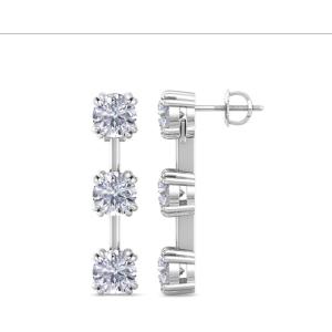 Martha Stewart Lab Grown Diamond Earrings, Round Shape Drop Style, 14K Gold, Fine Jewelry for Women(white-gold)